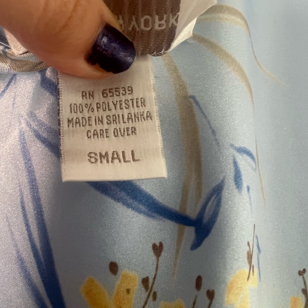 Jones New York Blue Slip Dress Silky Floral Nightgown - Picture 5 of 8